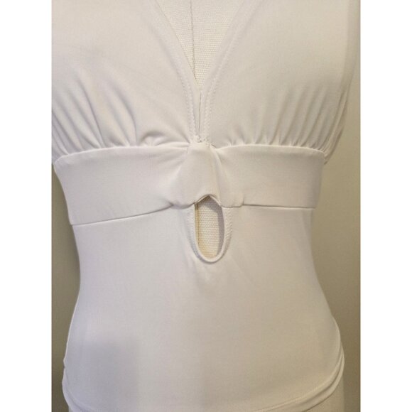 Vintage Y2K White Halter Top Cut Out V Neck Keyhole Cute Going Out Beach Sz M - Picture 3 of 8
